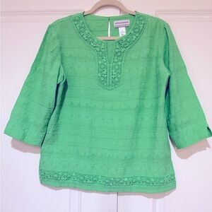 Alfred Dunner petite beaded lace tunic top NWOT